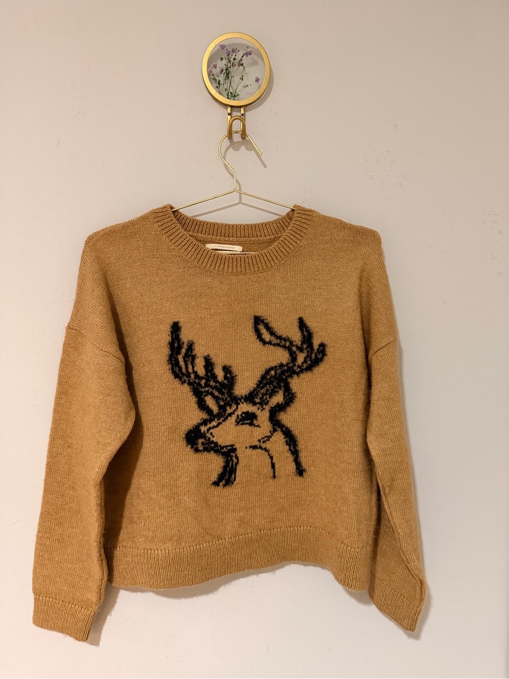 Anthropologie Camel Oh Deer Sweater